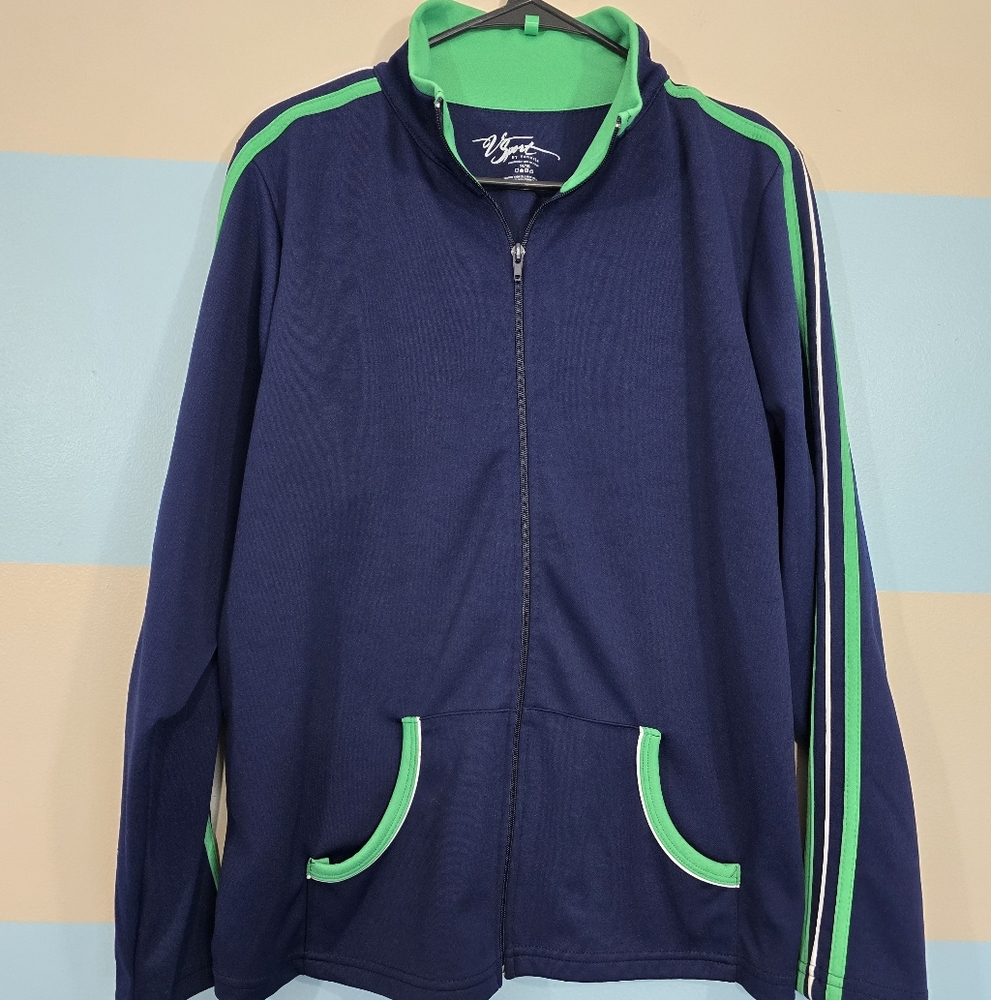 Venezia Women's Athletic Jacket in Navy and Green - Picture 2 of 6